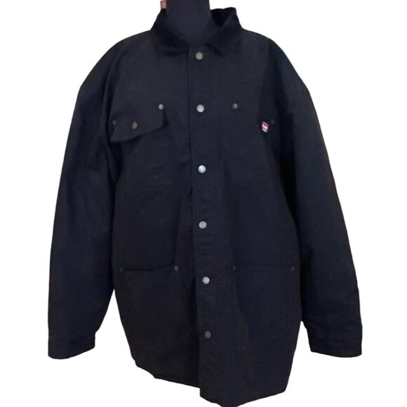 Wrangler Workwear Black Collared Button-Down Heavy Jacket Men's Size 2XL (50-52) - Picture 3 of 16
